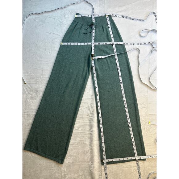 Lisa Yang Sofi Trousers Pants 100% Cashmere Jade Green Sz 0 XS NWT $565 Wide Leg - Picture 7 of 16